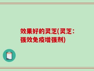 效果好的灵芝(灵芝：强效免疫增强剂)