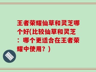 王者荣耀仙草和灵芝哪个好(比较仙草和灵芝：哪个更适合在王者荣耀中使用？)