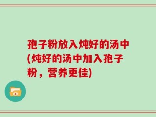 孢子粉放入炖好的汤中(炖好的汤中加入孢子粉，营养更佳)