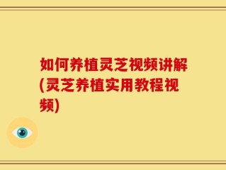 如何养植灵芝视频讲解(灵芝养植实用教程视频)
