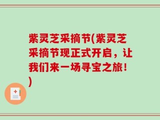 紫灵芝采摘节(紫灵芝采摘节现正式开启，让我们来一场寻宝之旅！)