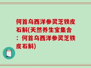 何首乌西洋参灵芝铁皮石斛(天然养生宝集合：何首乌西洋参灵芝铁皮石斛)