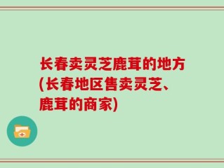 长春卖灵芝鹿茸的地方(长春地区售卖灵芝、鹿茸的商家)