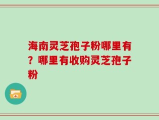 海南灵芝孢子粉哪里有？哪里有收购灵芝孢子粉