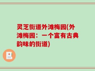灵芝街道外滩梅园(外滩梅园：一个富有古典韵味的街道)