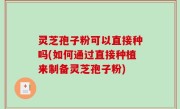 灵芝孢子粉可以直接种吗(如何通过直接种植来制备灵芝孢子粉)