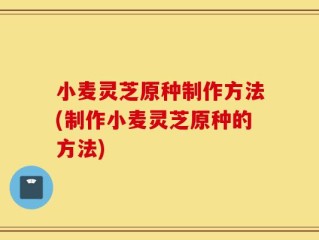 小麦灵芝原种制作方法(制作小麦灵芝原种的方法)