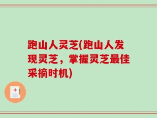 跑山人灵芝(跑山人发现灵芝，掌握灵芝最佳采摘时机)