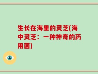 生长在海里的灵芝(海中灵芝：一种神奇的药用菌)