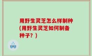 用野生灵芝怎么样制种(用野生灵芝如何制备种子？)