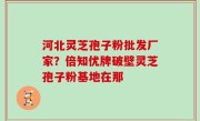 河北灵芝孢子粉批发厂家？倍知优牌破壁灵芝孢子粉基地在那