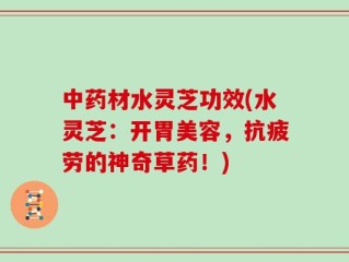 中药材水灵芝功效(水灵芝：开胃美容，抗疲劳的神奇草药！)