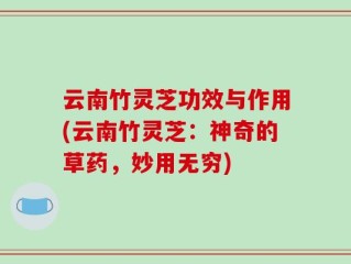 云南竹灵芝功效与作用(云南竹灵芝：神奇的草药，妙用无穷)