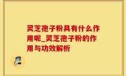 灵芝孢子粉具有什么作用呢_灵芝孢子粉的作用与功效解析