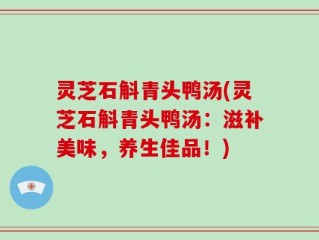 灵芝石斛青头鸭汤(灵芝石斛青头鸭汤：滋补美味，养生佳品！)