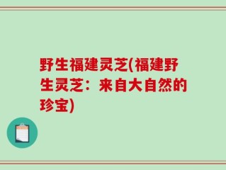 野生福建灵芝(福建野生灵芝：来自大自然的珍宝)
