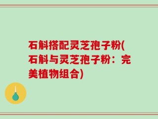 石斛搭配灵芝孢子粉(石斛与灵芝孢子粉：完美植物组合)