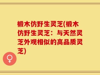 椴木仿野生灵芝(椴木仿野生灵芝：与天然灵芝外观相似的高品质灵芝)