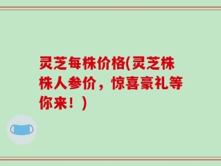 灵芝每株价格(灵芝株株人参价，惊喜豪礼等你来！)