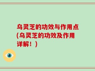 乌灵芝的功效与作用点(乌灵芝的功效及作用详解！)