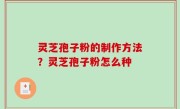 灵芝孢子粉的制作方法？灵芝孢子粉怎么种