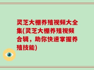 灵芝大棚养殖视频大全集(灵芝大棚养殖视频合辑，助你快速掌握养殖技能)