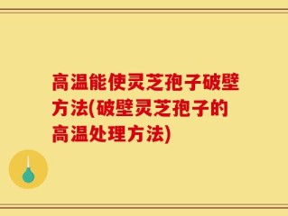 高温能使灵芝孢子破壁方法(破壁灵芝孢子的高温处理方法)