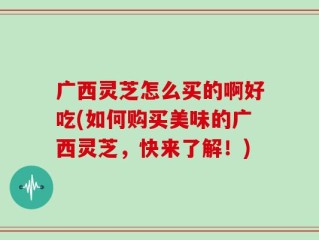 广西灵芝怎么买的啊好吃(如何购买美味的广西灵芝，快来了解！)