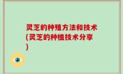 灵芝的种殖方法和技术(灵芝的种植技术分享)
