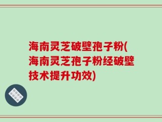 海南灵芝破壁孢子粉(海南灵芝孢子粉经破壁技术提升功效)