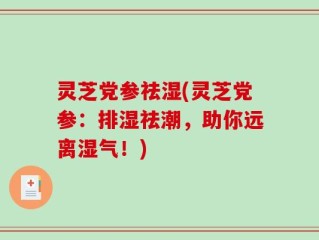 灵芝党参祛湿(灵芝党参：排湿祛潮，助你远离湿气！)