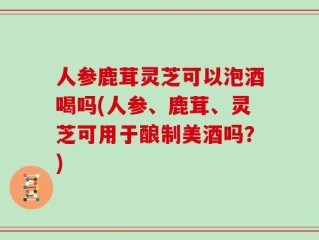 人参鹿茸灵芝可以泡酒喝吗(人参、鹿茸、灵芝可用于酿制美酒吗？)