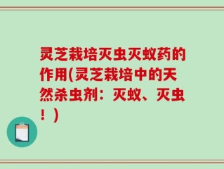 灵芝栽培灭虫灭蚁药的作用(灵芝栽培中的天然杀虫剂：灭蚁、灭虫！)