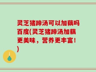 灵芝猪蹄汤可以加藕吗百度(灵芝猪蹄汤加藕更美味，营养更丰富！)