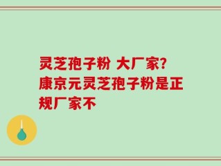 灵芝孢子粉 大厂家？康京元灵芝孢子粉是正规厂家不