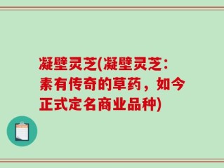 凝壁灵芝(凝壁灵芝：素有传奇的草药，如今正式定名商业品种)