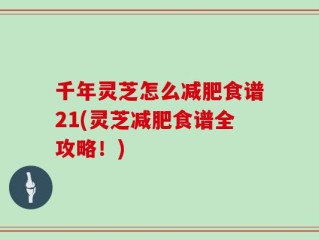 千年灵芝怎么减肥食谱21(灵芝减肥食谱全攻略！)