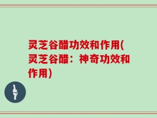 灵芝谷醋功效和作用(灵芝谷醋：神奇功效和作用)