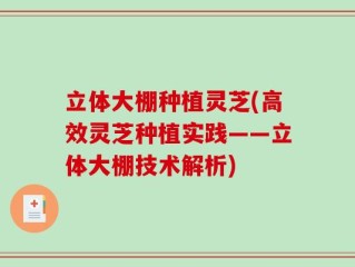 立体大棚种植灵芝(高效灵芝种植实践——立体大棚技术解析)