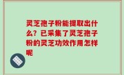 灵芝孢子粉能提取出什么？已采集了灵芝孢子粉的灵芝功效作用怎样呢