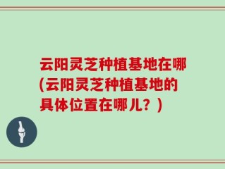 云阳灵芝种植基地在哪(云阳灵芝种植基地的具体位置在哪儿？)