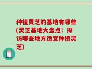 种植灵芝的基地有哪些(灵芝基地大盘点：探访哪些地方适宜种植灵芝)