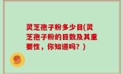 灵芝孢子粉多少目(灵芝孢子粉的目数及其重要性，你知道吗？)