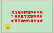 灵芝孢子粉功效手术后？已采集了灵芝孢子粉的灵芝功效作用怎样呢