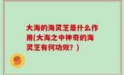 大海的海灵芝是什么作用(大海之中神奇的海灵芝有何功效？)