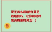 灵芝怎么栽培好(灵芝栽培技巧，让你成功种出高质量的灵芝！)