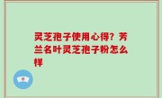 灵芝孢子使用心得？芳兰名叶灵芝孢子粉怎么样