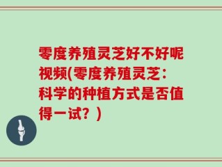 零度养殖灵芝好不好呢视频(零度养殖灵芝：科学的种植方式是否值得一试？)