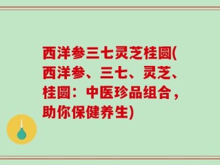 西洋参三七灵芝桂圆(西洋参、三七、灵芝、桂圆：中医珍品组合，助你保健养生)