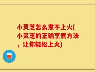 小灵芝怎么煮不上火(小灵芝的正确烹煮方法，让你轻松上火)